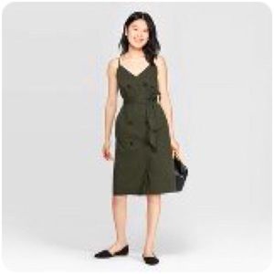 Olive Double Button Dress